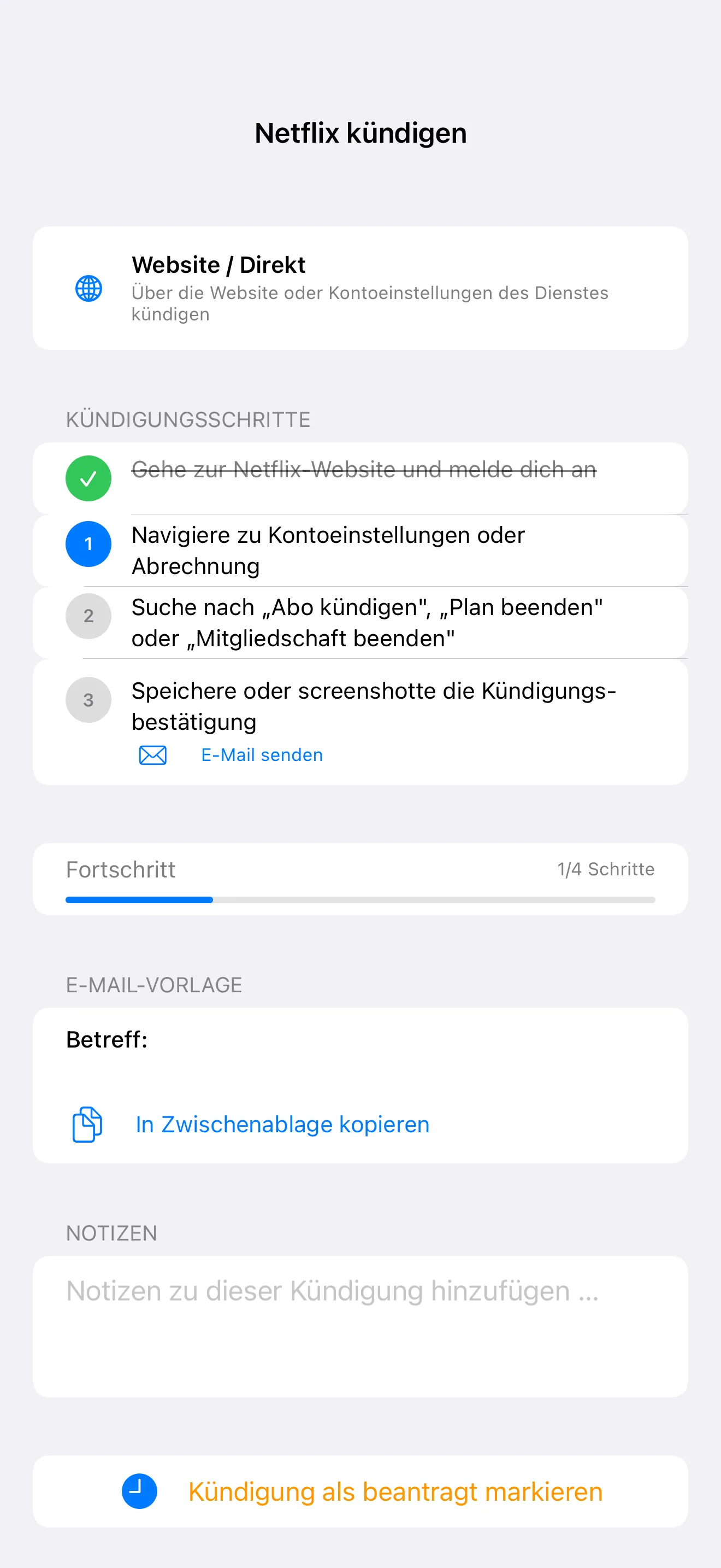 SubTracker Cancel Flow screen