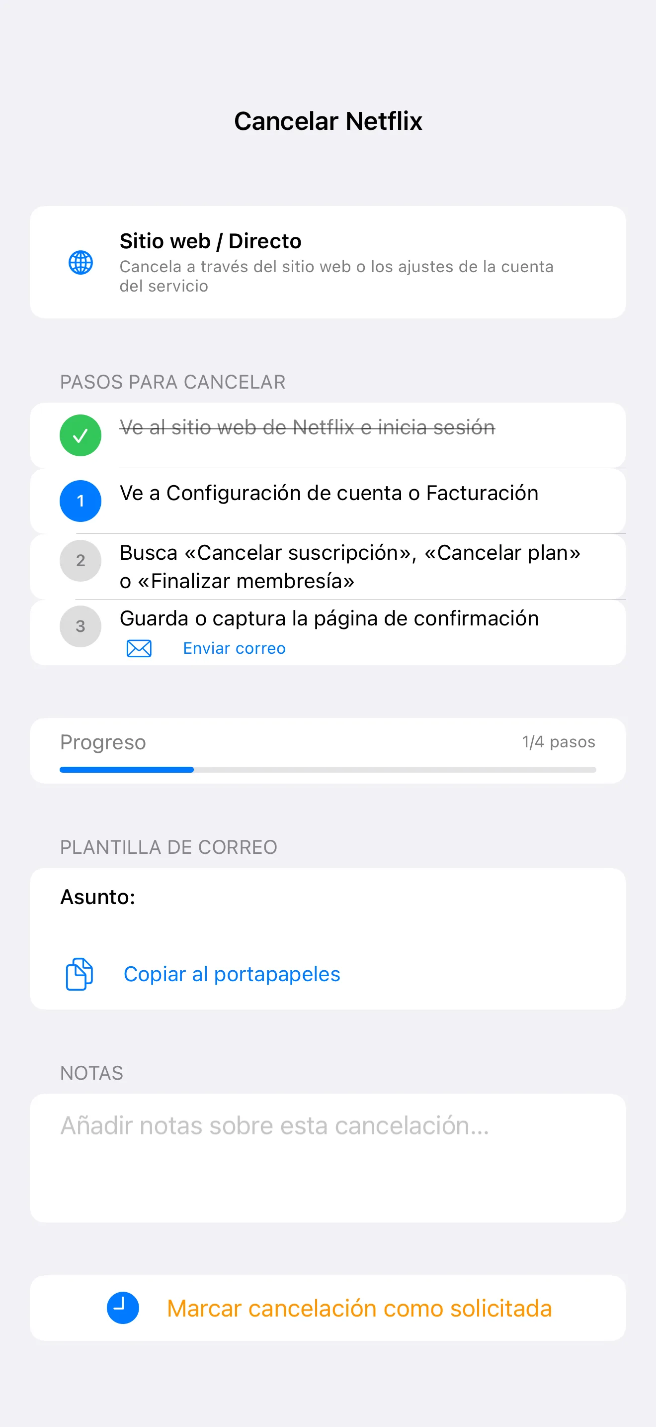SubTracker Cancel Flow screen