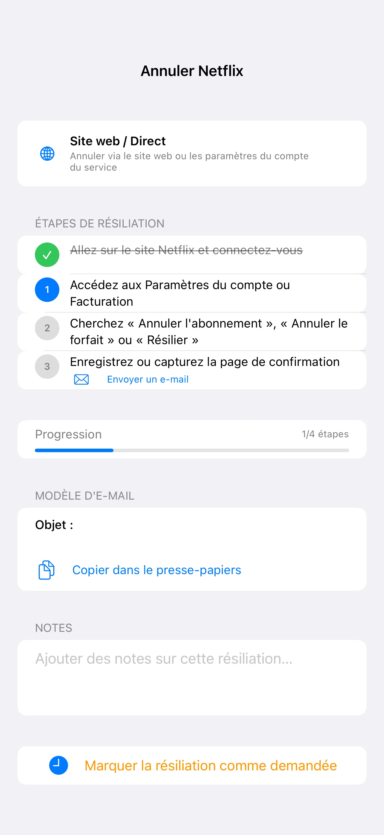 SubTracker Cancel Flow screen